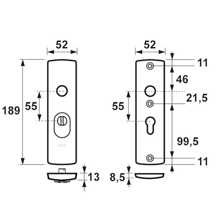 AXA Veiligheidsbeslag Kort Kruk/Kruk met Kerntrek