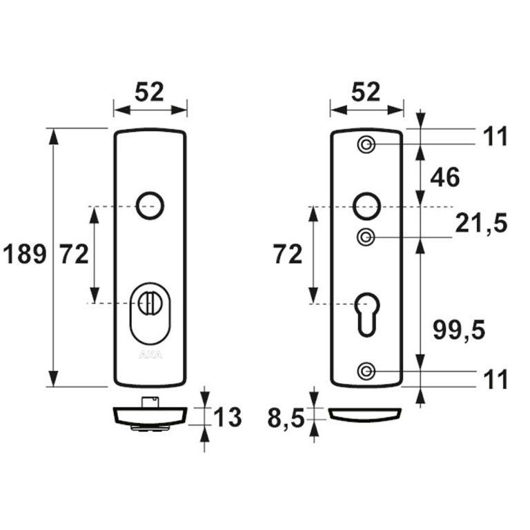 AXA Veiligheidsbeslag Kort Kruk/Kruk met Kerntrek